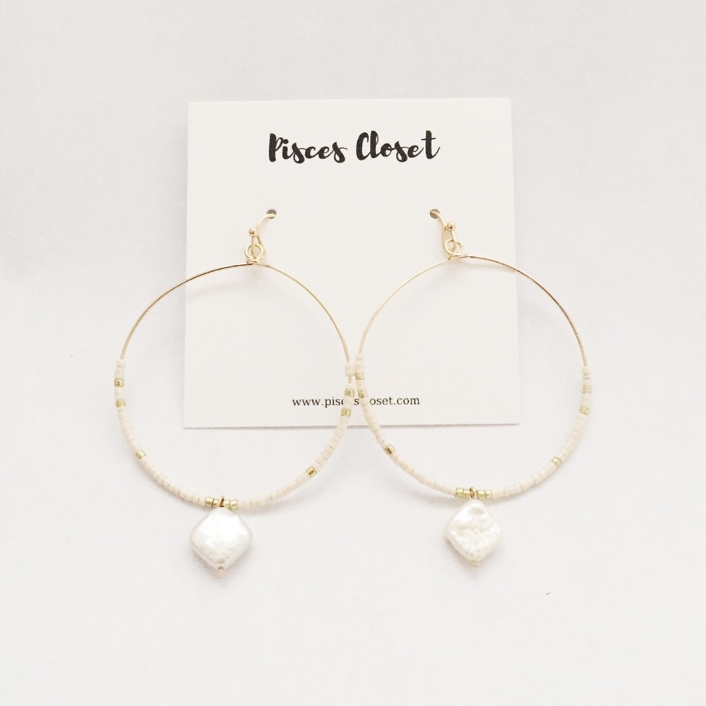 Metal Drop Hoop Earrings